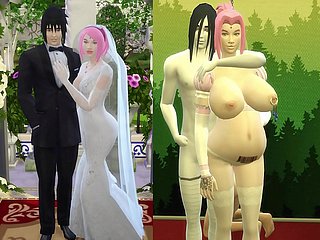 La Boda de Sakura Parte 4 Naruto Hentai Esposa Obediente y Domesticada Preñada de sus Violadores se Casa al frente de su Marido Cornudo y Triste Netorare