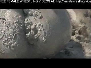 Girls wrestling not far from burnish apply mud